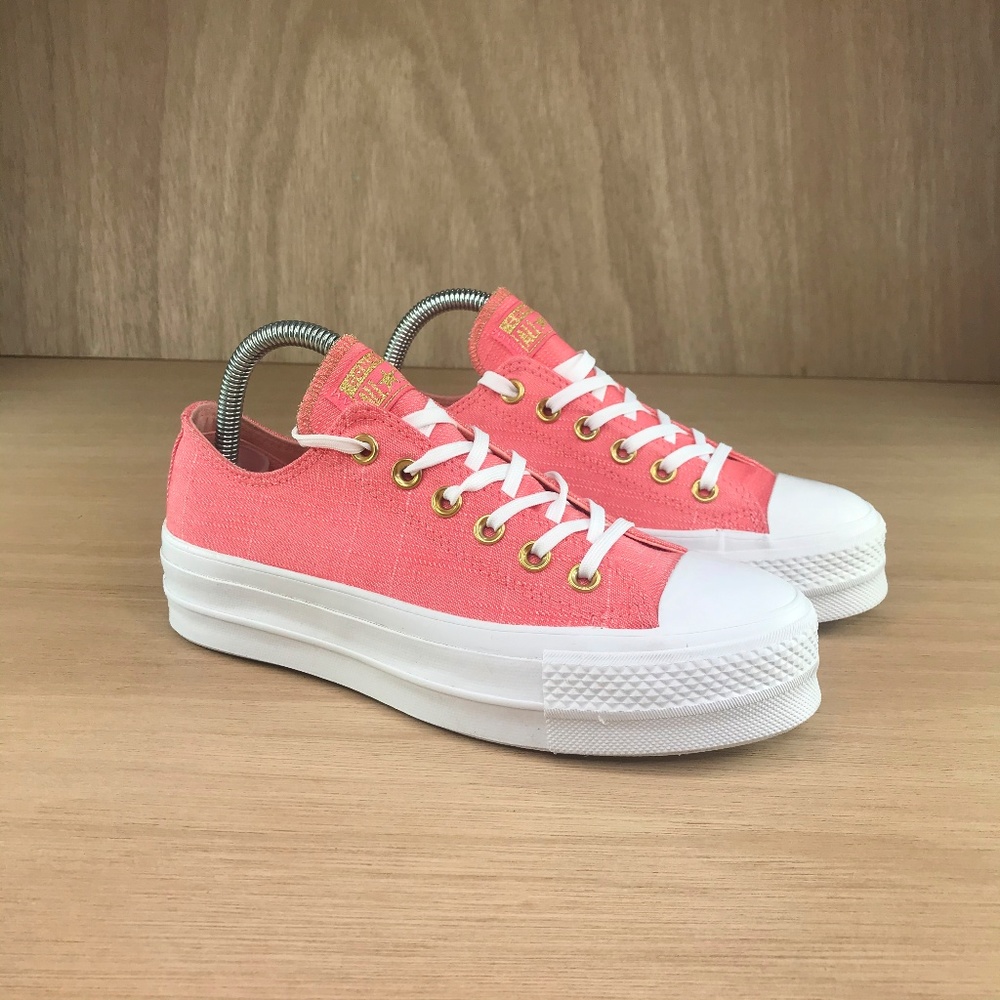 NEW Converse One Star Platform Ox Lift Pink White